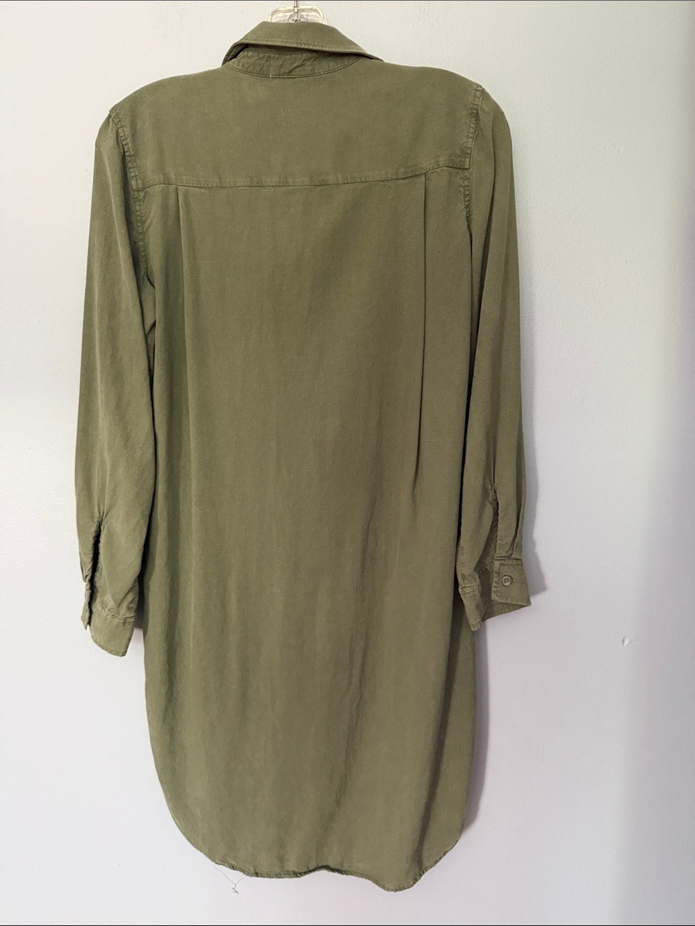 Cloth & Stone Olive Green Shirt Dress XS Button Front Utility Casual - Picture 10 of 13